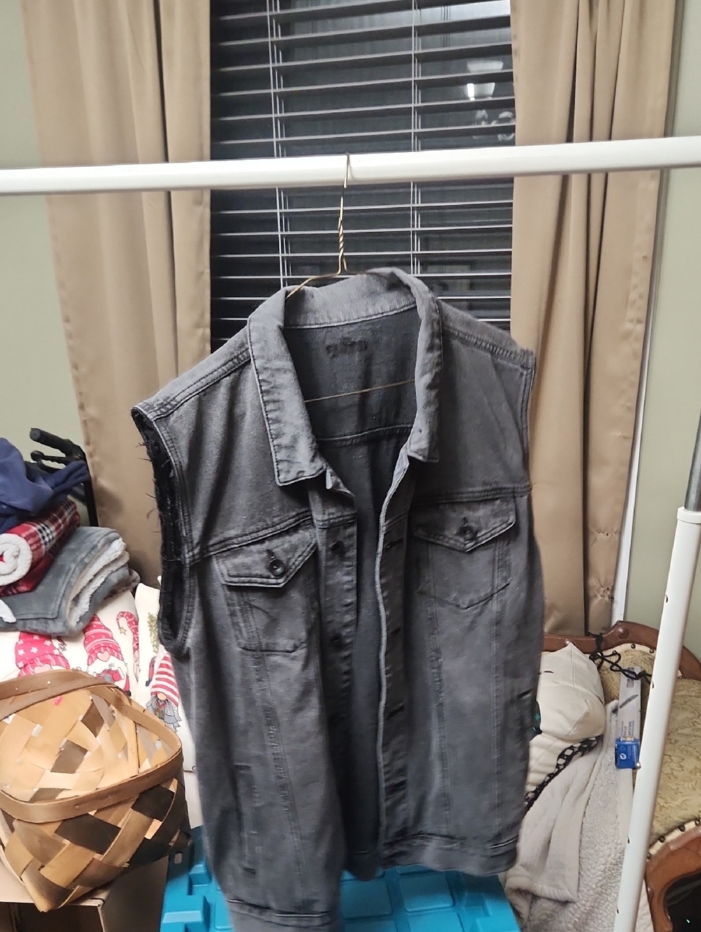 RUDE Distressed Black Denim Vest